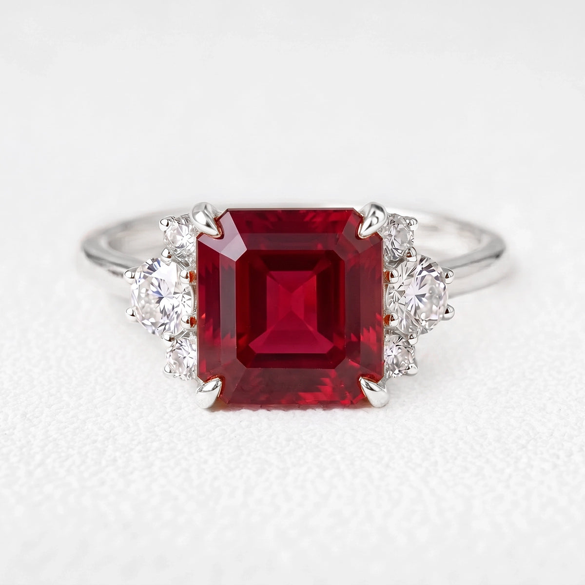 Valencia‘s Crimson | Asscher Cut Ruby Engagement Ring