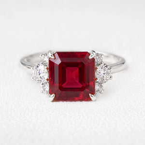 Valencia‘s Crimson | Asscher Cut Ruby Engagement Ring