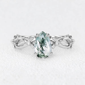 Genevieve’s Twine | Pear Moss Agate Foliage Engagement Ring