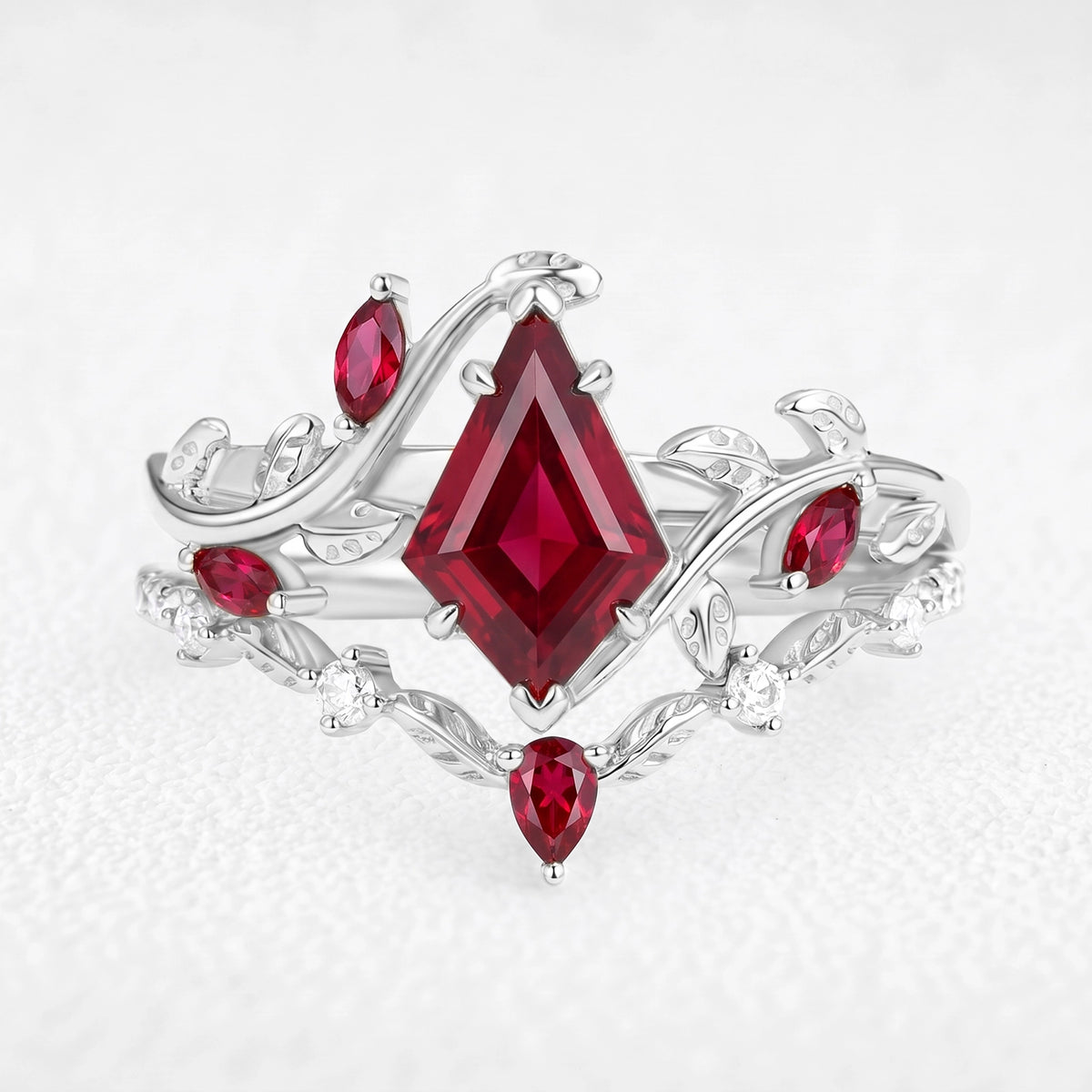 Briar’s Ember | Kite Cut Ruby Foliage Bridal Duo
