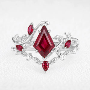 Briar’s Ember | Kite Cut Ruby Foliage Bridal Duo