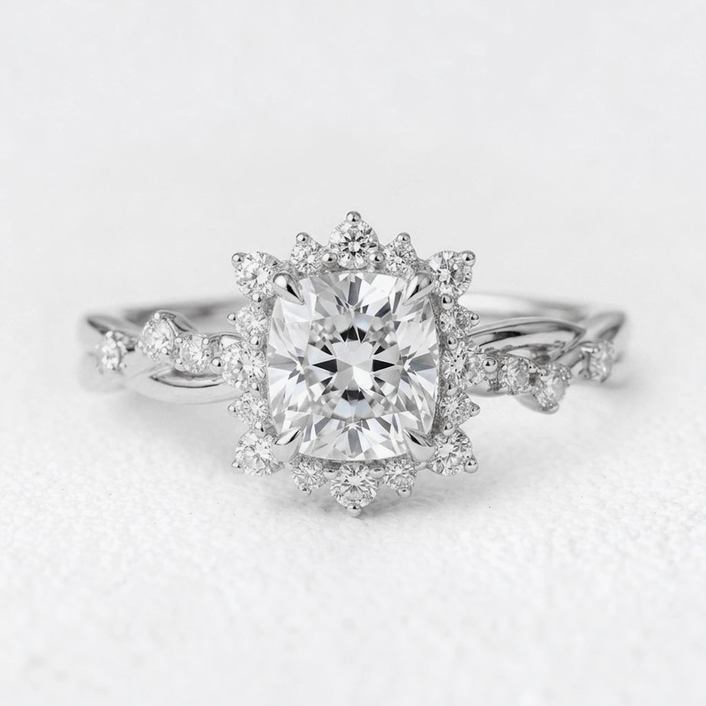 Aurora’s Grace | 2CT Cushion Cut Diamond Engagement Ring