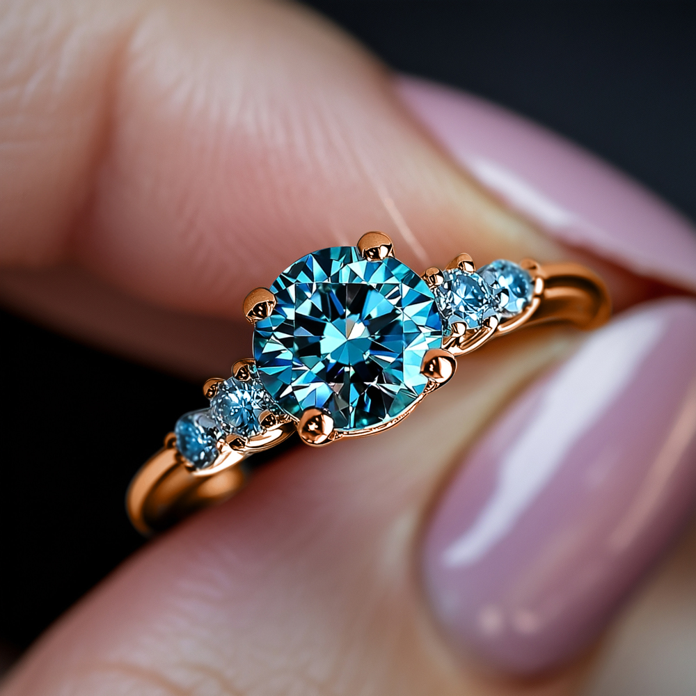 Althea  1CT Round-Cut Blue Gemstone Ring