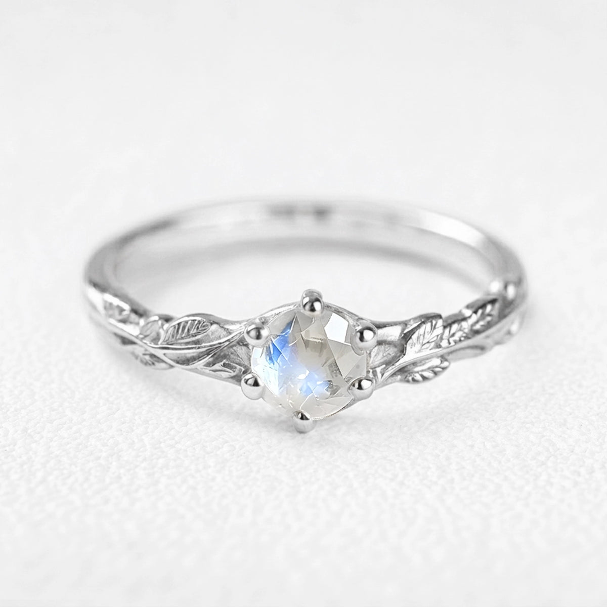 Aurora’s Moonvine | Moonstone Engagement Ring with Vine Motif