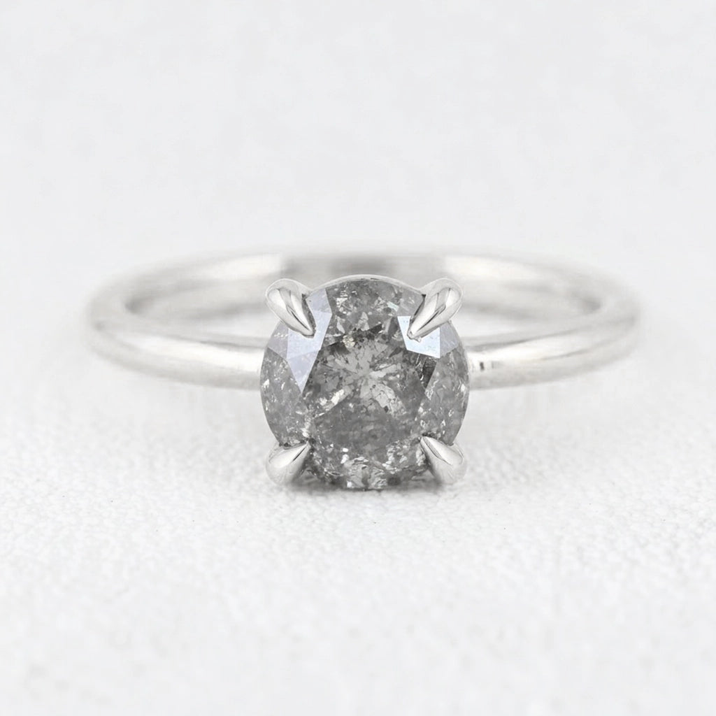 Astrid’s Stardust | 1.5CT Round Salt & Pepper Diamond Solitaire Engagement Ring