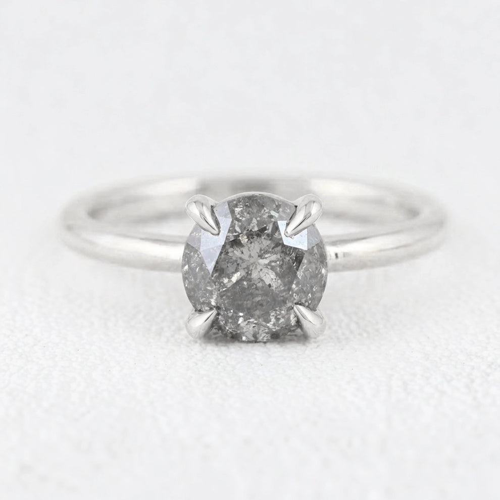 Astrid’s Stardust | 1.5CT Round Salt & Pepper Diamond Solitaire Engagement Ring