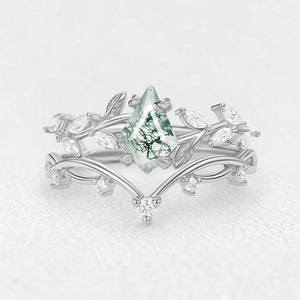 Genevieve’s Verdant | Kite Moss Agate Foliage Bridal Duo