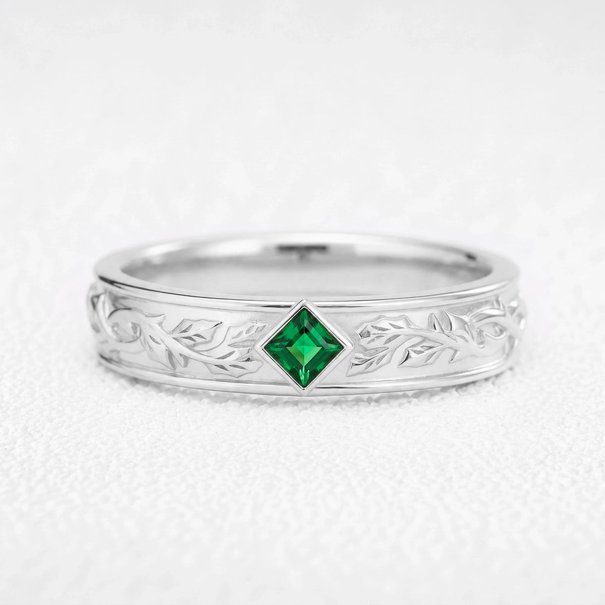 Orion’s Keystone | Square Green Sapphire Men’s Band