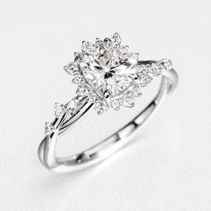 White Cushion Design 2CT Moissanite Engagement Ring.