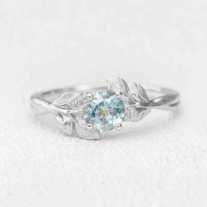 Marina's Ivy | Round Cut Aquamarine Engagement Ring.