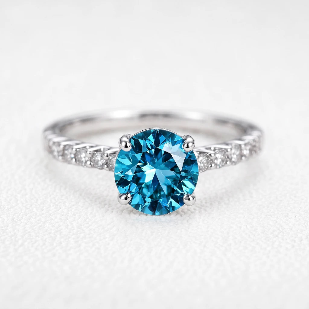 Marina’s Azure | Round Cut Blue Sapphire Engagement Ring