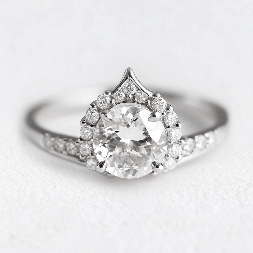 Aurora’s Dew | Diamond Half Halo Engagement Ring