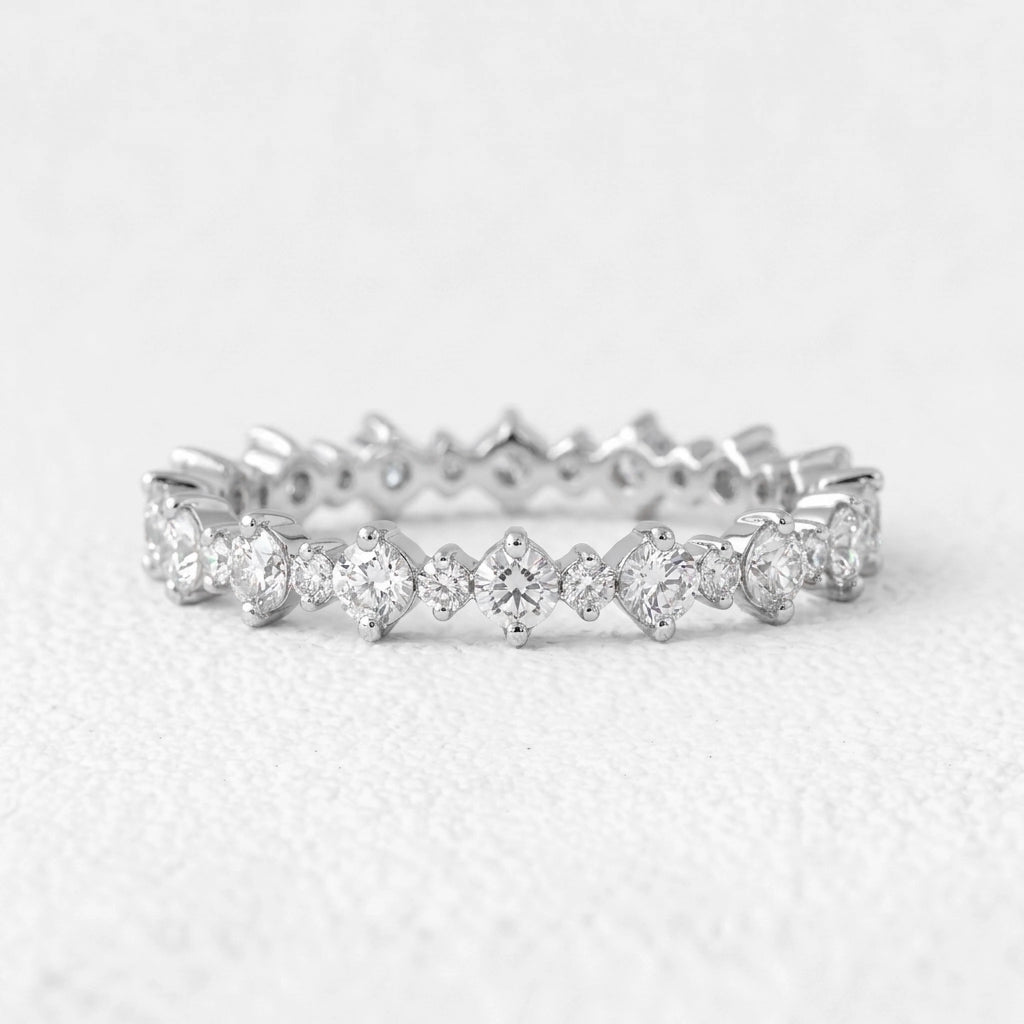 Dainty 0.1 CT Round Cut  Full-eternity Band Ring.