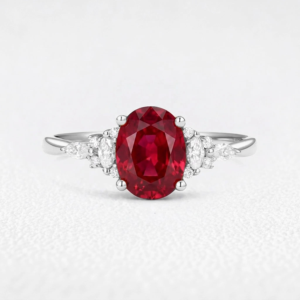 Valencia’s Crimson | 1.5CT Classic Oval Ruby Engagement Ring