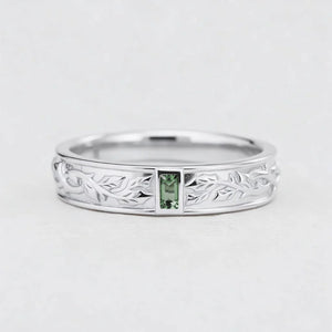 Orion’s Keystone | Baguette Green Sapphire Men’s Band