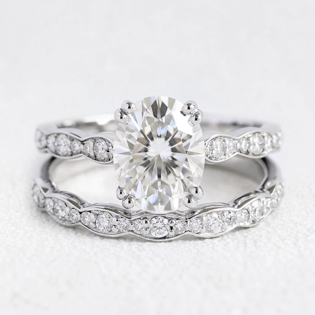 Grace’s Bliss | Vintage Oval Diamond Solitaire Bridal Set 2pcs.
