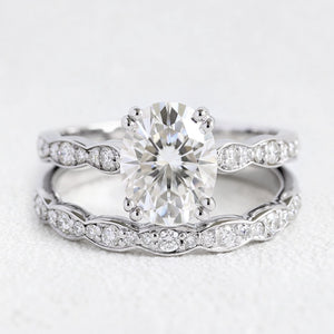 Grace’s Bliss | Vintage Oval Diamond Solitaire Bridal Set 2pcs.