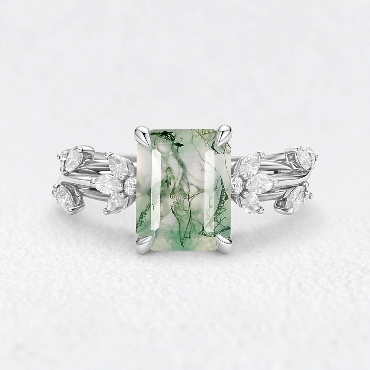 Vivienne's Rhythm | Emerald Moss Agate Engagement Ring
