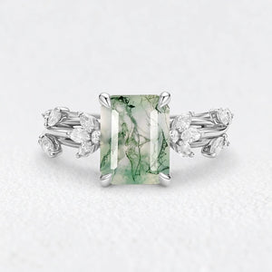 Vivienne's Rhythm | Emerald Moss Agate Engagement Ring