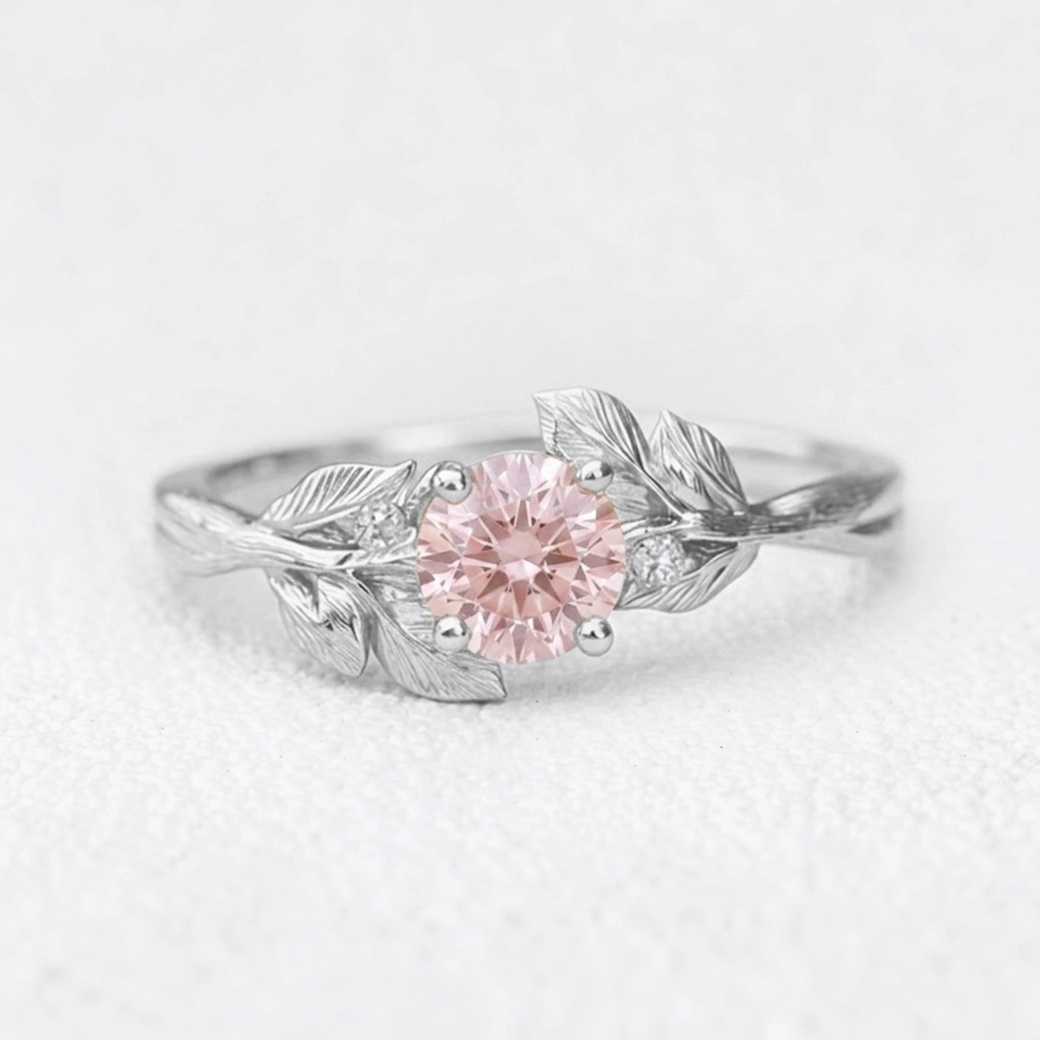 Daphne’s Dawn | Round Cut Pink Sapphire Engagement Ring