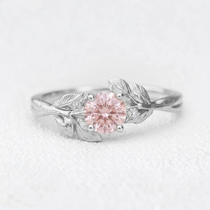 Daphne’s Dawn | Round Cut Pink Sapphire Engagement Ring