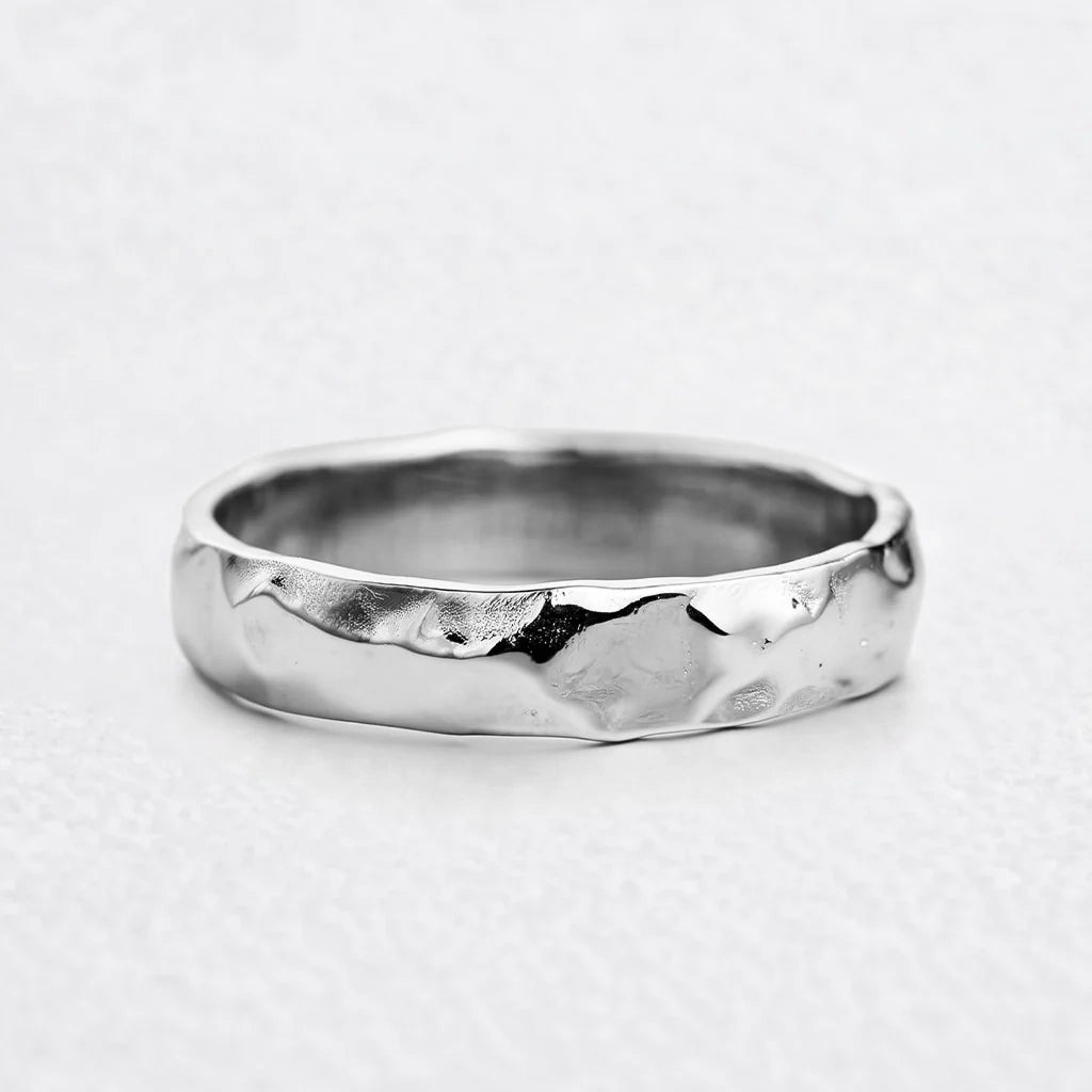 Liquid Flow | Unisex Wedding Band with Molten Texture.
