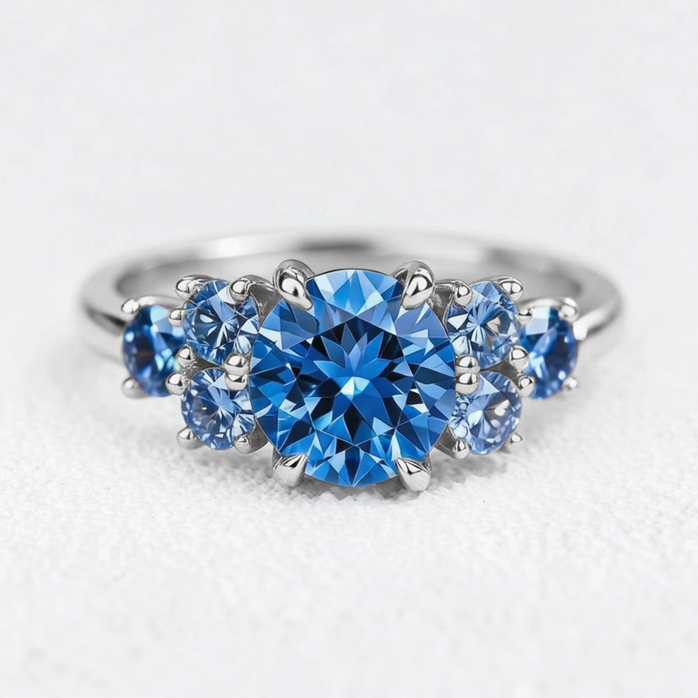 Luciana’s Evermore | 1CT Round Blue Sapphire Engagement Ring