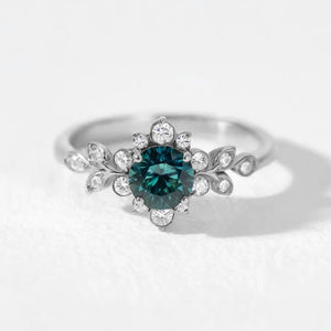 Elara‘s Bloom | Natural Blue-Green Sapphire Engagement Ring.