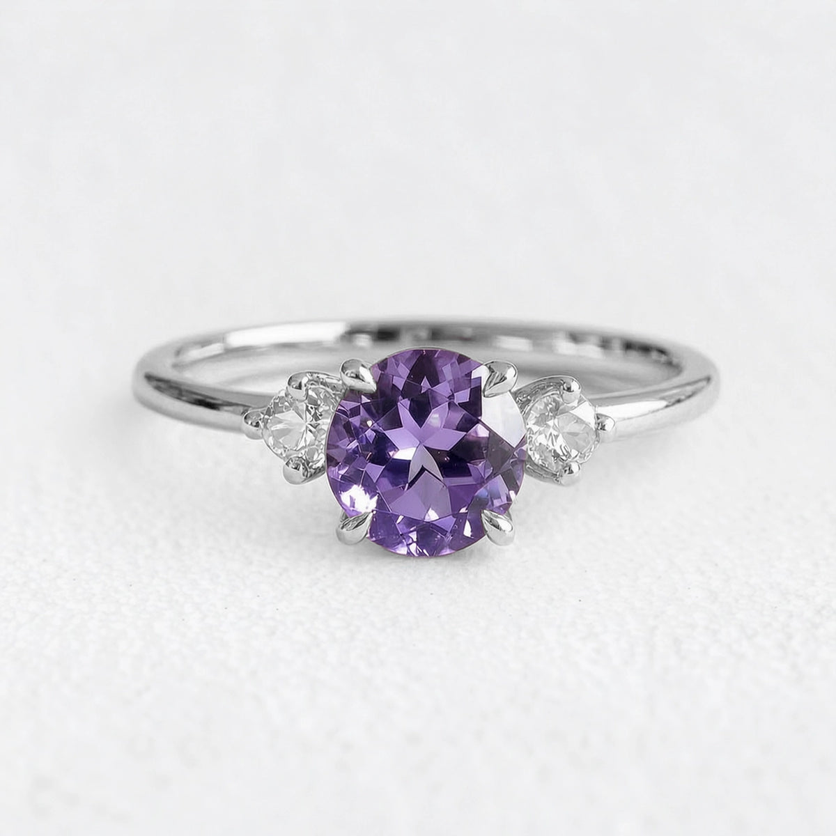 Velvet Twilight | Three-Stone Tanzanite & Moissanite Ring