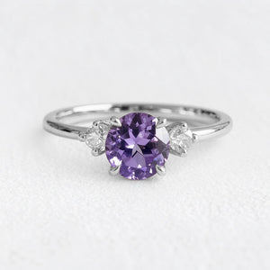 Velvet Twilight | Three-Stone Tanzanite & Moissanite Ring