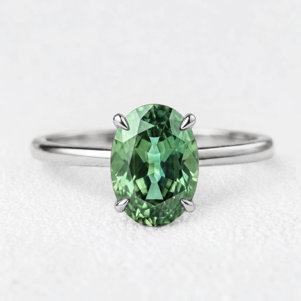 Rosalind’s Greenwood | 2CT Oval Sapphire Solitaire Engagement Ring