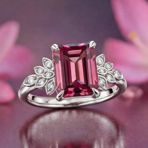 Juliet‘s Charm | 3CT Emerald Cut Pink Gemstone Ring.