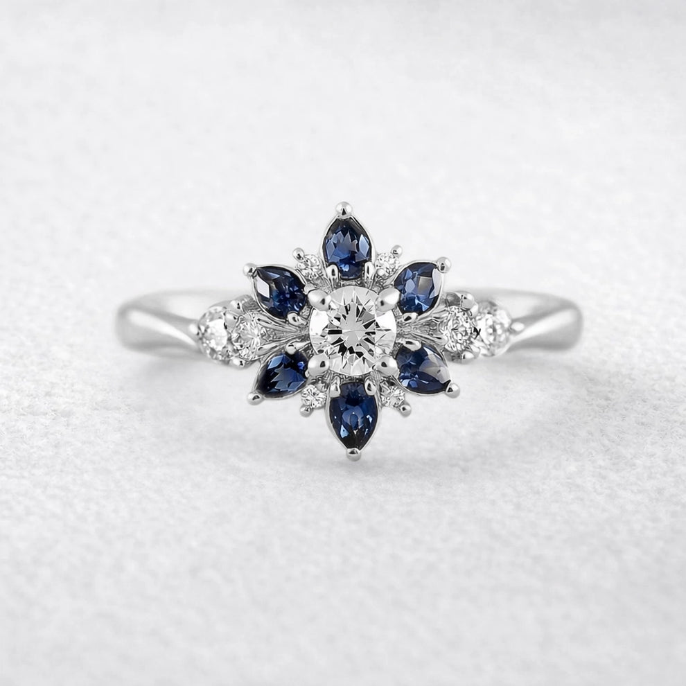 Rosalind’s Wildflower | Six-Petal Sapphire Engagement Ring.