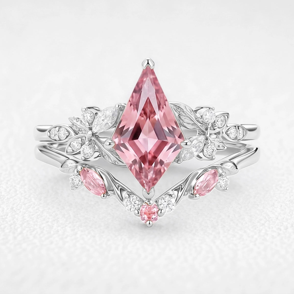 Peony’s Bloom | Kite Pink Sapphire Bridal Set 2pcs