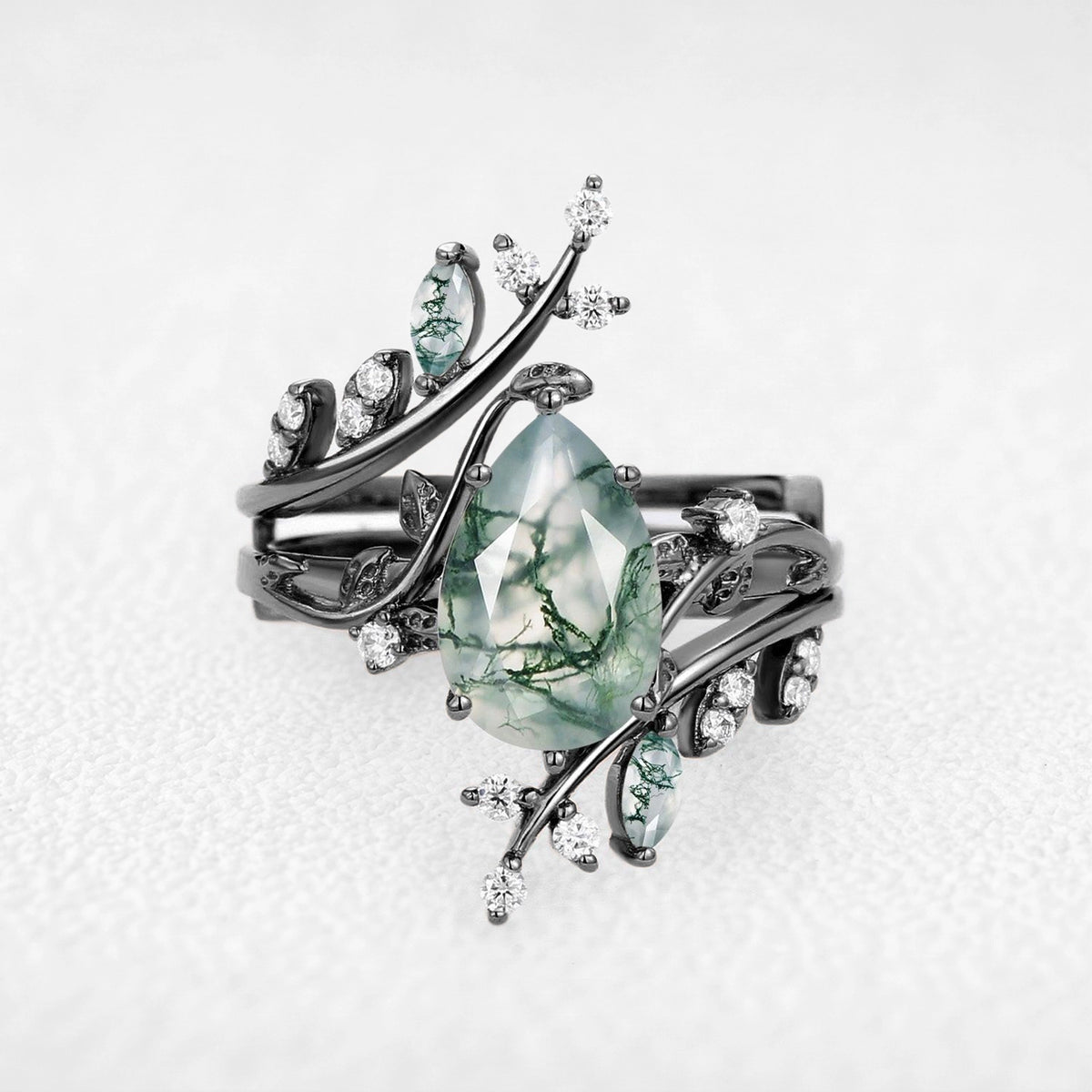 Titania’s Bower | Pear Moss Agate Trellis Foliage Enhancer Bridal Set 2pcs
