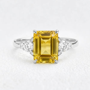 Sienna’s Amber | 3CT Emerald Cut Yellow Sapphire Engagement Ring