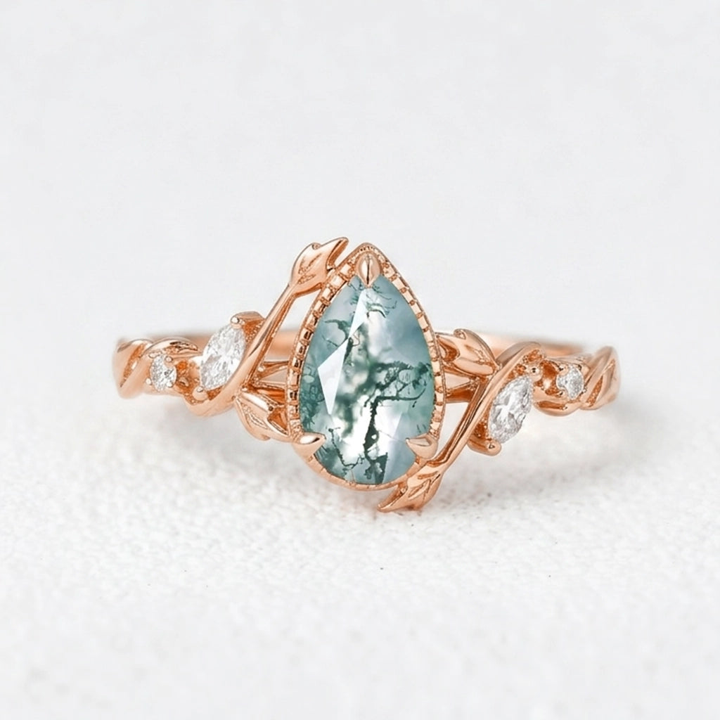Hazel’s Thicket | Moss Agate Engagement Ring.