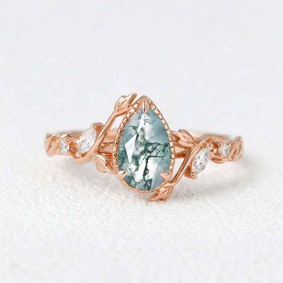 Hazel’s Thicket | Moss Agate Engagement Ring.