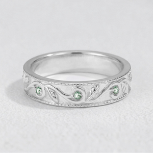 Juniper’s Copse | Pear Cut Moss Agate Cluster Couple Ring Set.