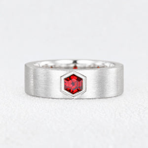 Alexander‘s Aegis | Hexagon Ruby Brushed Men’s Band
