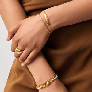 18K Gold Vermeil Engravable Bar Chain Bracelet.