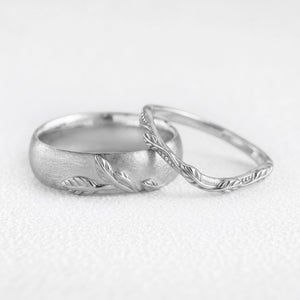 Josephine‘s Tangle | Sandblasted Branch & Curved Vine Couple Wedding Set