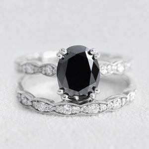 Nyx’s Eclipse | Classic Oval Black Diamond Bridal Set 2pcs.