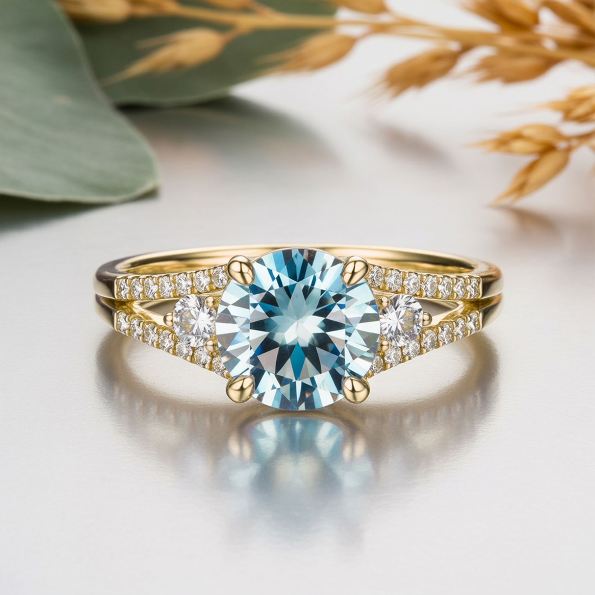 Azura 2CT Sky Blue Gemstone Ring