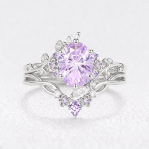 Eos‘s Aquarelle | Oval Firework Cut Lavender Sapphire Bridal Duo