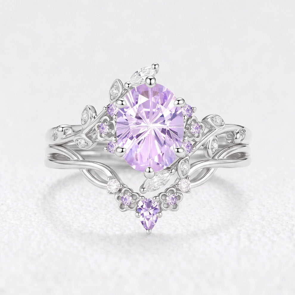 Eos‘s Aquarelle | Oval Firework Cut Lavender Sapphire Bridal Duo