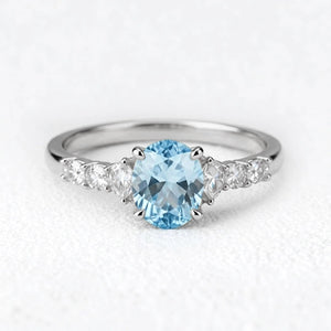 Celia’s Aqua | Oval Sea Blue Sapphire Engagement Ring