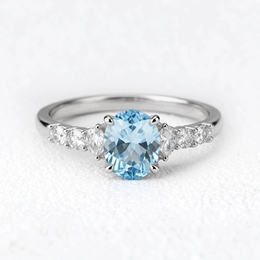 Celia’s Aqua | Oval Sea Blue Sapphire Engagement Ring