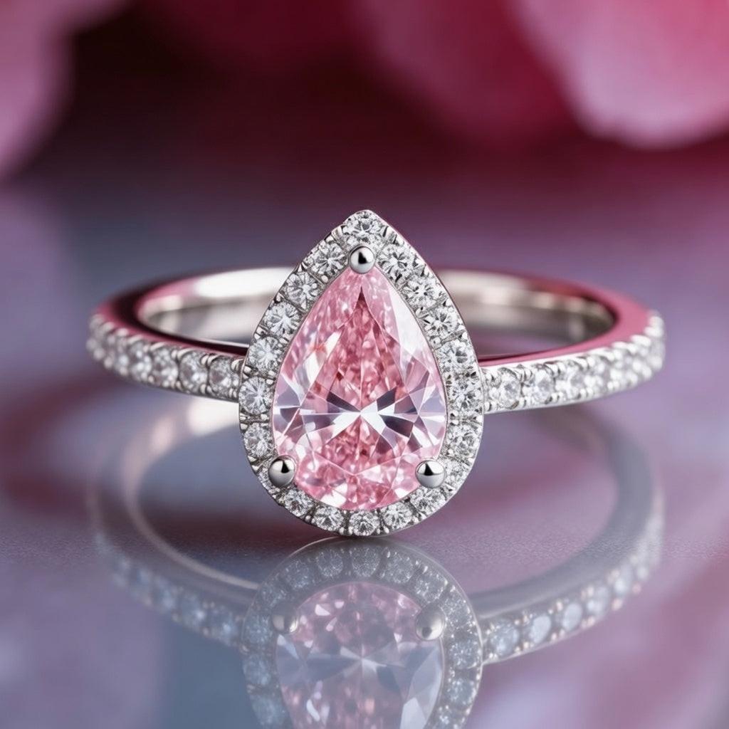 Stella’s Spark | 3CT Pear Cut Pink Gemstone Ring.