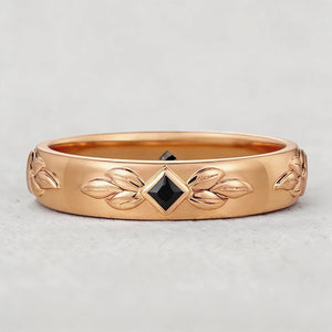 Leaf Shadow | Square Black Sapphire Men's Band.